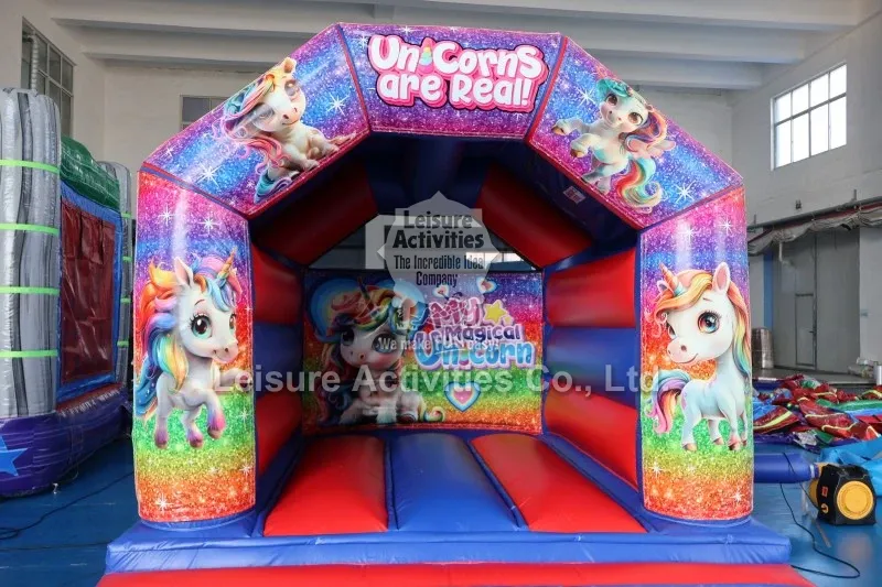 Mini Inflatable Bouncy Castle A Frame Red Blue With Roof