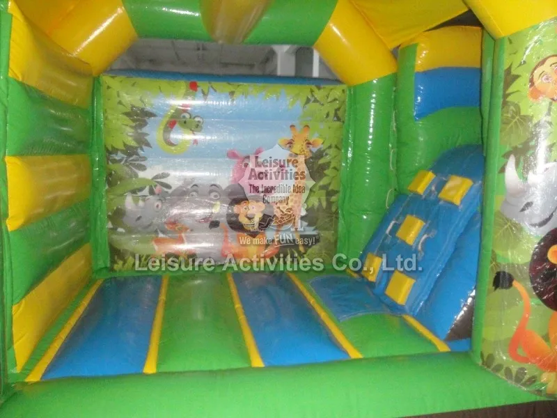 Small Inflatable Multiplay Bouncy Castles Jungle Party With Slide
